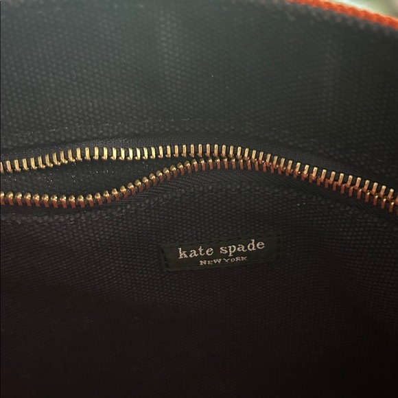 Kate Spade New York Orange Canvas Tote Bag With Navy Accents - Picture 7 of 9